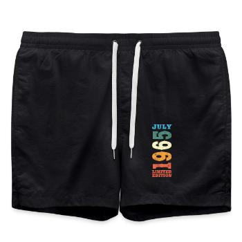 July 1965 Vintage Retro Birthday Gift - Swim Trunks - black - Front - AI Model Male 185 light (185cm)