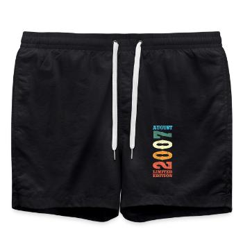 August 2007 Retro Vintage Birthday Gift - Swim Trunks - black - Front - AI Model Male 185 light (185cm)