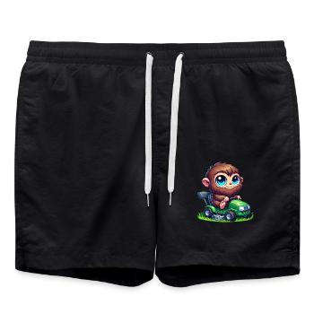 Mignon Bigfoot Sasquatch Tondeuse à gazon Horticulture Chibi - Short de bain - noir - Devant - AI Model Male 185 light (185cm)