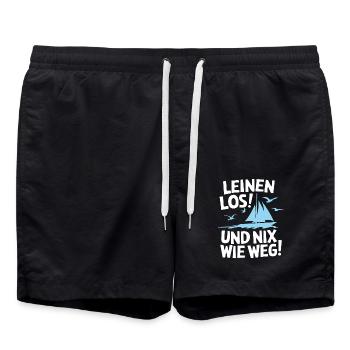 Leinen los und nichts wie weg! Wir legen ab! - Badeshorts - Schwarz - Vorne - AI Model Male 185 light (185cm)