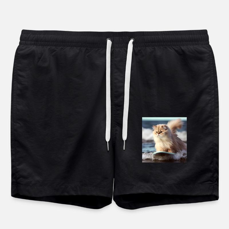 Chat persan Negan surfer - Short de bain - noir