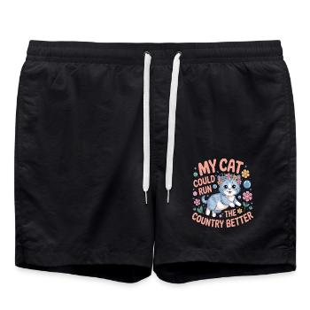 Meine Katze würde das Land besser regieren - Badeshorts - Schwarz - Vorne - AI Model Male 185 light (185cm)