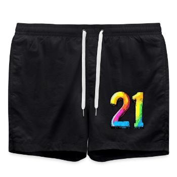 Bande dessinée à 21 chiffres - Short de bain - noir - Devant - AI Model Male 185 light (185cm)