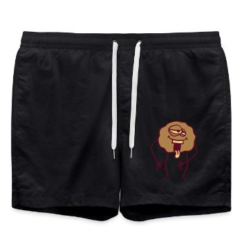 laugh kot baellchen shit shit around circle bak - Swim Trunks - black - Front - AI Model Male 185 light (185cm)