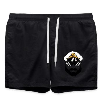 kapitaen muetze matrose seemann schiff crew team s - Badeshorts - Schwarz - Vorne - AI Model Male 185 light (185cm)