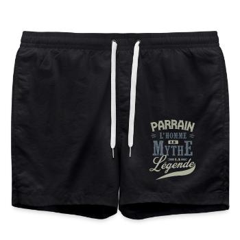 PARRAIN L'homme le mythe la légende idée cadeau - Short de bain - noir - Devant - AI Model Male 185 light (185cm)