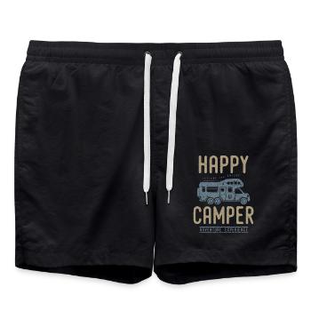 Happy camper cadeau noel anniversaire tshirt - Short de bain - noir - Devant - AI Model Male 185 light (185cm)