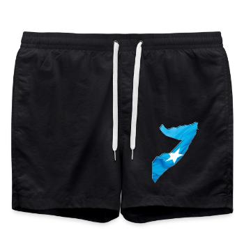 Somalia Flagge in der Somalia Landkarte - Badeshorts - Schwarz - Vorne - AI Model Male 185 light (185cm)