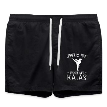 Je Peux Pas Je Bosse Mes Katas - Short de bain - noir - Devant - AI Model Male 185 light (185cm)