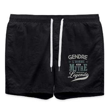 gendre l' homme le mythe la légende cadeau gendre - Short de bain - noir - Devant - AI Model Male 185 light (185cm)
