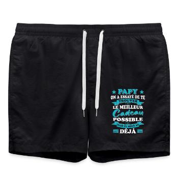 Papy Grand père Fête Des Pères Cadeau Anniversaire - Short de bain - noir - Devant - AI Model Male 185 light (185cm)