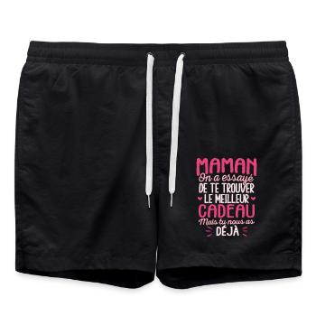 Maman On A Essayé De Te Trouver Le Meilleur Cadeau - Short de bain - noir - Devant - AI Model Male 185 light (185cm)