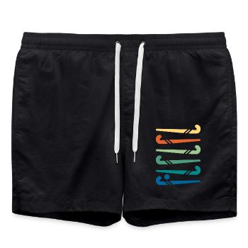 Bâtons de hockey colorés - Short de bain - noir - Devant - AI Model Male 185 light (185cm)
