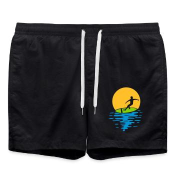 Abend Sonne Surfer - Badeshorts - Schwarz - Vorne - AI Model Male 185 light (185cm)