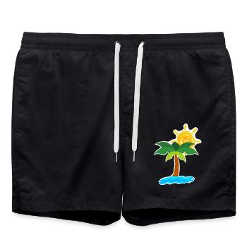Palmiers sur la plage - Short de bain - noir - Devant - AI Model Male 185 light (185cm)