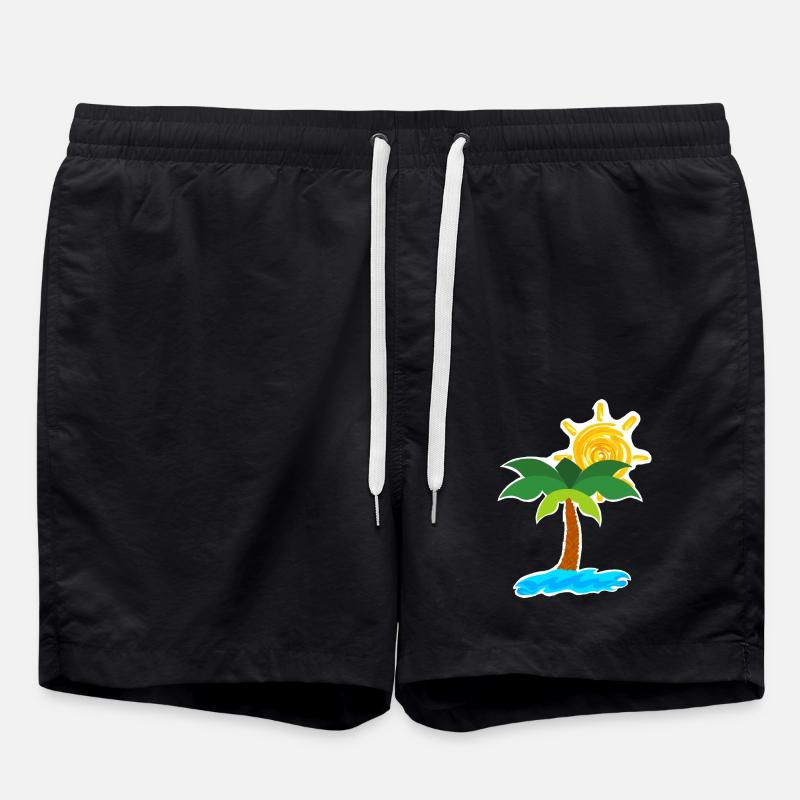 Palmen am Strand - Badeshorts - Schwarz