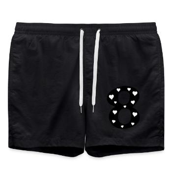 8 Birthday with heart - Swim Trunks - black - Front - AI Model Male 185 light (185cm)