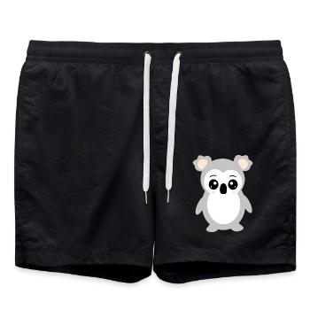 koala koala bear bear face eye cute - Swim Trunks - black - Front - AI Model Male 185 light (185cm)