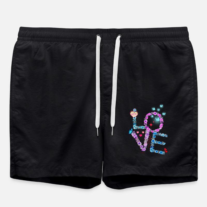 VALENTIN LOVE pink blue - Swim Trunks - black