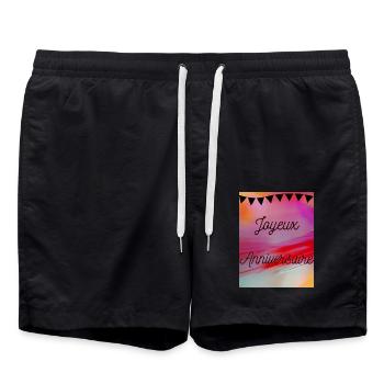 GEBURTSTAG, ALLES GUTE ZUM GEBURTSTAG, ALLES GUTE ZUM GEBURTSTAG - Badeshorts - Schwarz - Vorne - AI Model Male 185 light (185cm)