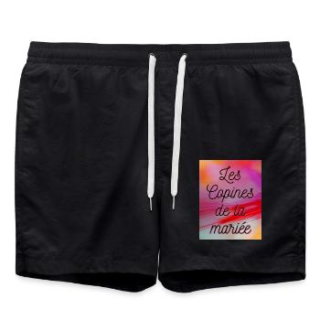 JUST MARRIED,VIVE LES MARIES,EVJF,SAINT VALENTIN - Short de bain - noir - Devant - AI Model Male 185 light (185cm)