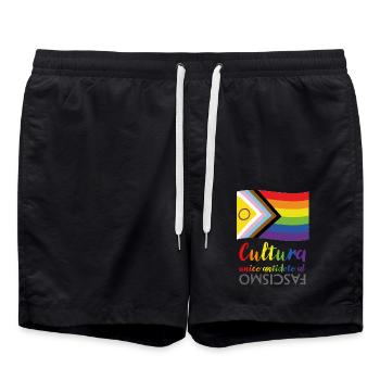 Culture as an antidote to fascism - Swim Trunks - black - Front - AI Model Male 185 light (185cm)