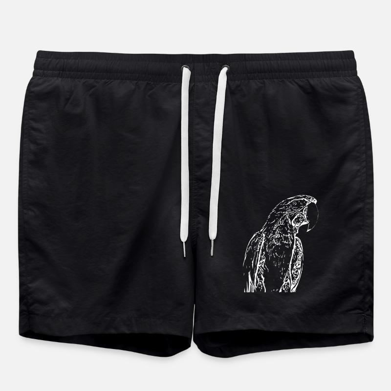 Parrots Bird White - Swim Trunks - black