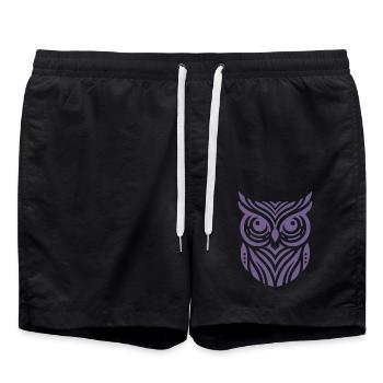 Minimalist owl silhouette design - Swim Trunks - black - Front - AI Model Male 185 light (185cm)