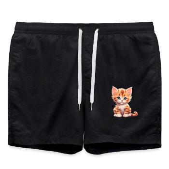 Süßes, kleines Kätzchen - Badeshorts - Schwarz - Vorne - AI Model Male 185 light (185cm)