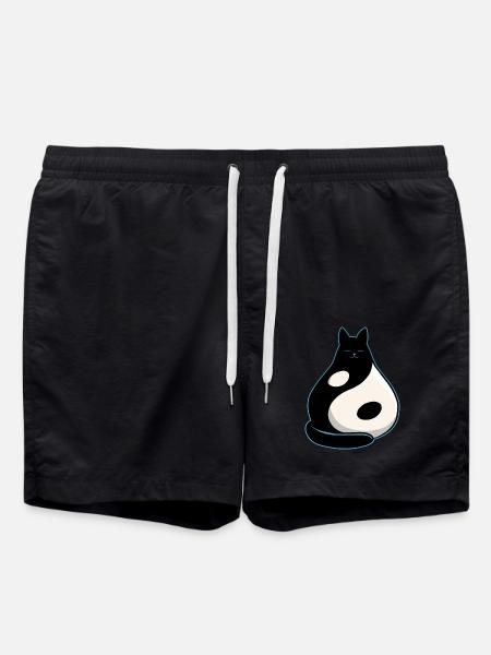 YinYang Cat - Swim Trunks - black