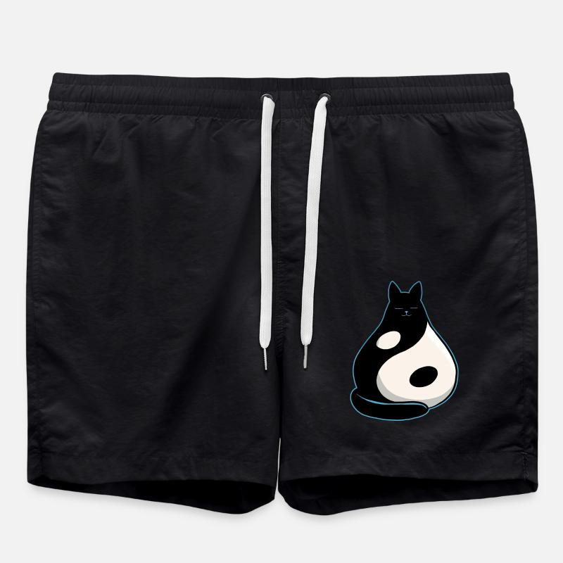 Chat YinYang - Short de bain - noir