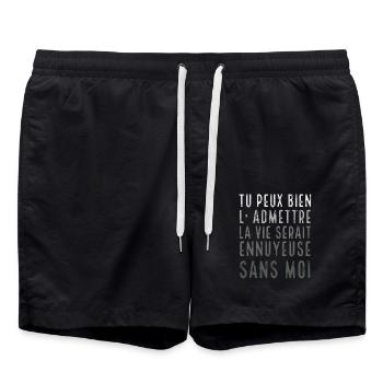 Funny humor the life would be boring without me - Swim Trunks - black - Front - AI Model Male 185 light (185cm)