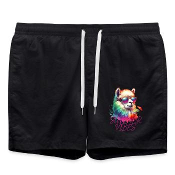 Lama alpaga d’été - Short de bain - noir - Devant - AI Model Male 185 light (185cm)