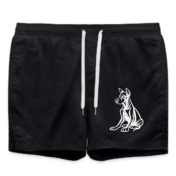 Bande dessinée de chien - Short de bain - noir - Devant - AI Model Male 185 light (185cm)