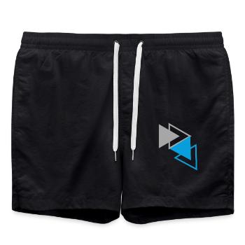 « Triangles Bleu Gris Design » - Short de bain - noir - Devant - AI Model Male 185 light (185cm)
