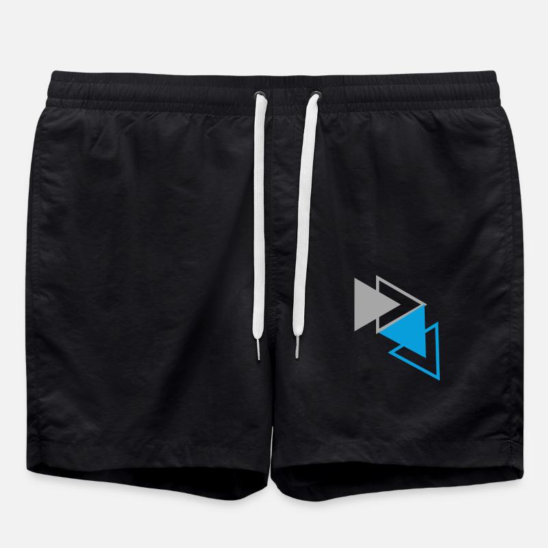 « Triangles Bleu Gris Design » - Short de bain - noir