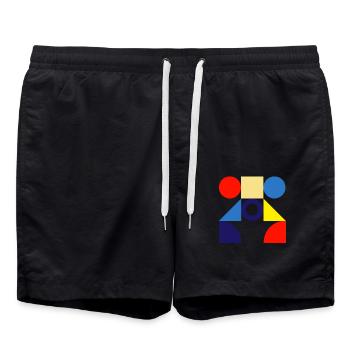 « Conception de cercle de motif » - Short de bain - noir - Devant - AI Model Male 185 light (185cm)