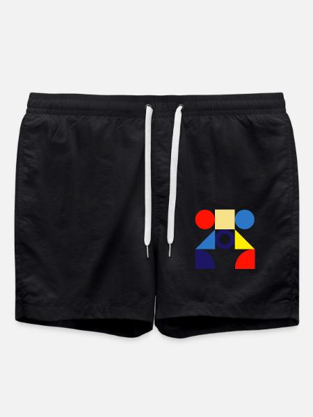 "Pattern Circle Design" - Swim Trunks - black