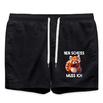 Roter Panda Katzenbär Red Panda Nen scheiss muss - Badeshorts - Schwarz - Vorne - AI Model Male 185 light (185cm)