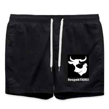 Respektiere Tiere Silhouetten Rind, Schwein, Huhn - Badeshorts - Schwarz - Vorne - AI Model Male 185 light (185cm)