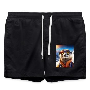 Erdmännchen im Skiurlaub - Badeshorts - Schwarz - Vorne - AI Model Male 185 light (185cm)