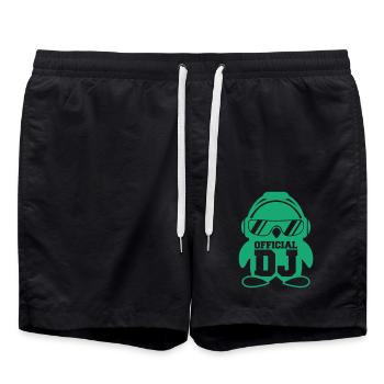Pinguin Official DJ Vogel Party Club Musik Feiern - Badeshorts - Schwarz - Vorne - AI Model Male 185 light (185cm)
