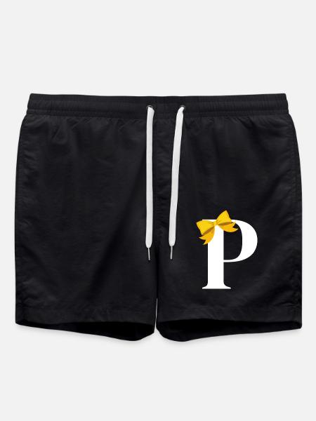 Letter p yellow bow - Swim Trunks - black