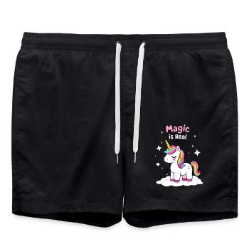 Magie ist real: Einhorn Fantasy Dreamscape für - Badeshorts - Schwarz - Vorne - AI Model Male 185 light (185cm)
