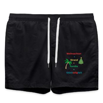 Weihnachten Strand Familie, Lustiges Weihnachten - Badeshorts - Schwarz - Vorne - AI Model Male 185 light (185cm)