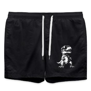 Funny T-Rex Dinosaur Dino - Swim Trunks - black - Front - AI Model Male 185 light (185cm)