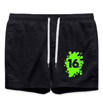 klecks 16 - Badeshorts - Schwarz - Vorne - AI Model Male 185 light (185cm)