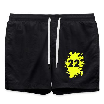klecks 22 - Badeshorts - Schwarz - Vorne - AI Model Male 185 light (185cm)