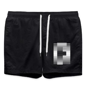 LETTER F - Swim Trunks - black - Front - AI Model Male 185 light (185cm)