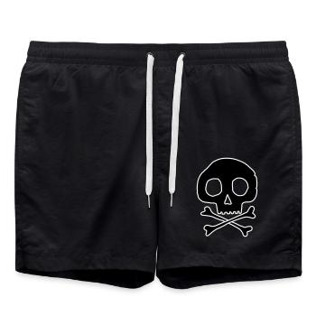 Crâne et os - Short de bain - noir - Devant - AI Model Male 185 light (185cm)